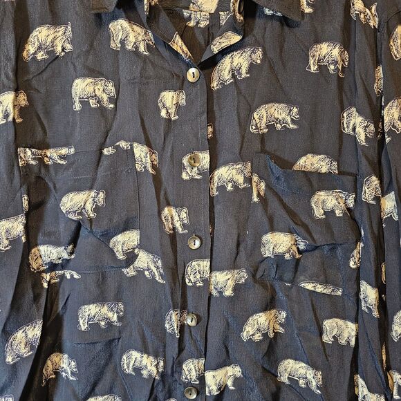 Vtg Chico's Design Navy Button Front With White Bears Polar Grizzly Size 3 = XL - Picture 5 of 9